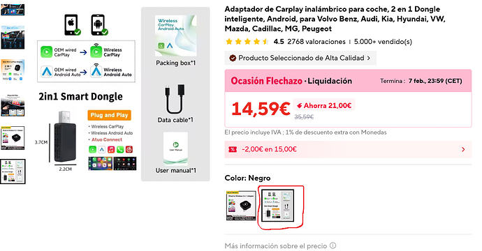 Screenshot 2026-02-02 at 14-52-17 Adaptador de Carplay inalámbrico para coche 2 en 1 Dongle inteligente Android para Volvo Benz Audi Kia Hyundai VW Mazda Cadillac MG Peugeot - AliExpress 34